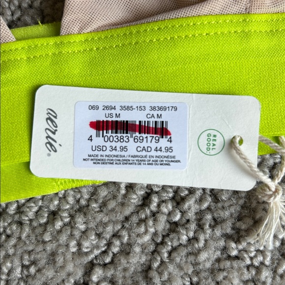 Aerie Smoothez Mesh Plunge Bralette Wireless Triangle Bra Nude Green Size M NEW - Picture 6 of 10